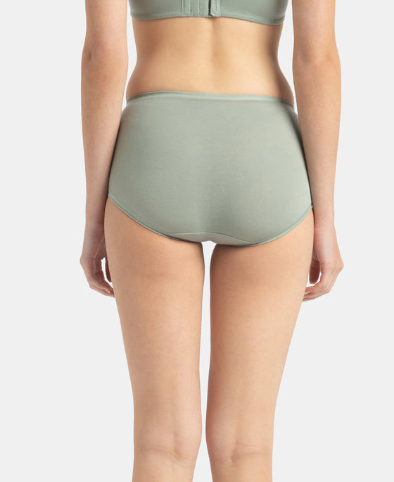 Full Coverage Tencel Lyocell Elastane Stretch Mid Waist Full Brief With Concealed Waistband and StayFresh Treatment - Iceberg Green