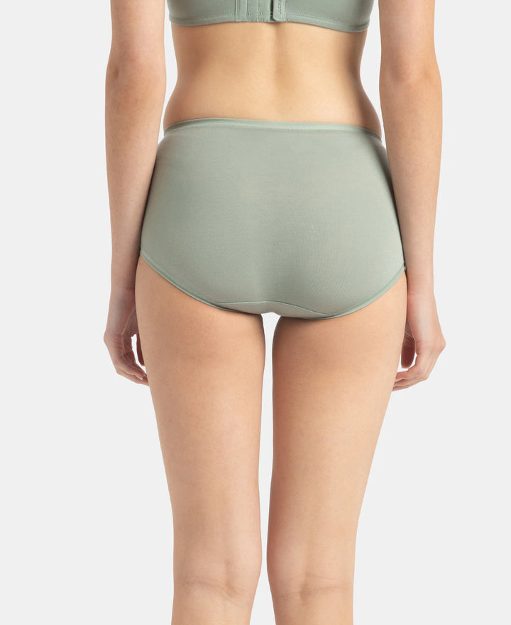 Full Coverage Tencel Lyocell Elastane Stretch Mid Waist Full Brief With Concealed Waistband and StayFresh Treatment - Iceberg Green