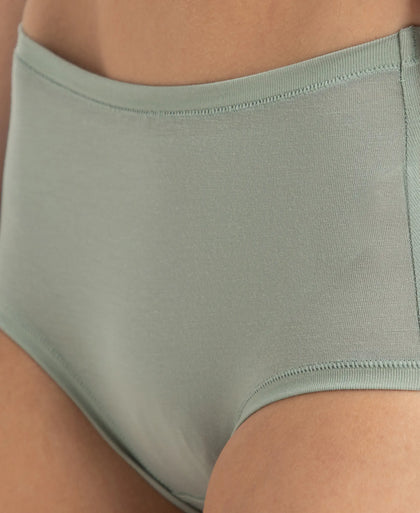 Full Coverage Tencel Lyocell Elastane Stretch Mid Waist Full Brief With Concealed Waistband and StayFresh Treatment - Iceberg Green