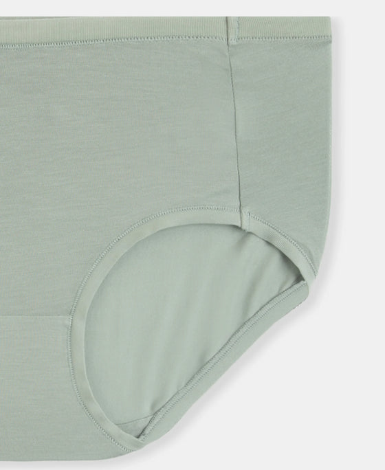 Full Coverage Tencel Lyocell Elastane Stretch Mid Waist Full Brief With Concealed Waistband and StayFresh Treatment - Iceberg Green