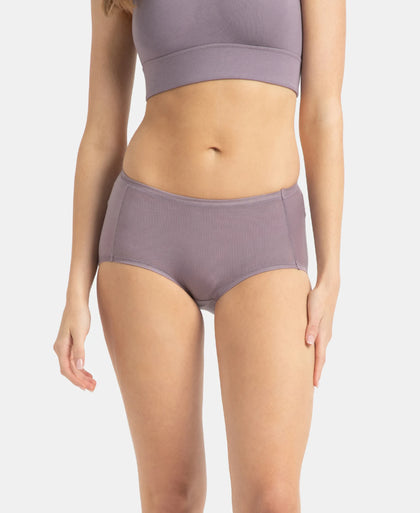 Full Coverage Tencel Lyocell Elastane Stretch Mid Waist Full Brief With Concealed Waistband and StayFresh Treatment - Minimal Grey