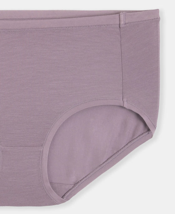 Full Coverage Tencel Lyocell Elastane Stretch Mid Waist Full Brief With Concealed Waistband and StayFresh Treatment - Minimal Grey