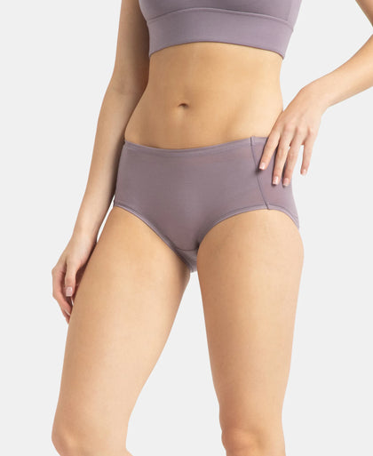 Full Coverage Tencel Lyocell Elastane Stretch Mid Waist Full Brief With Concealed Waistband and StayFresh Treatment - Minimal Grey