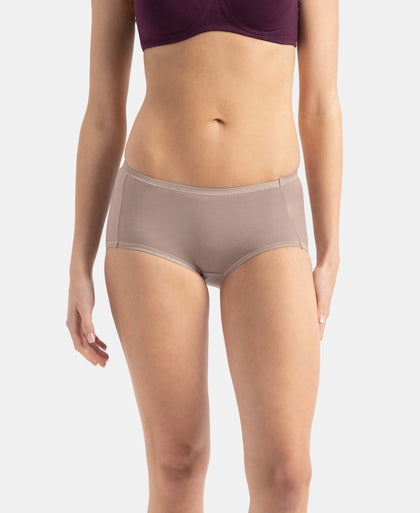 Full Coverage Tencel Lyocell Elastane Stretch Mid Waist Full Brief With Concealed Waistband and StayFresh Treatment - Mushroom
