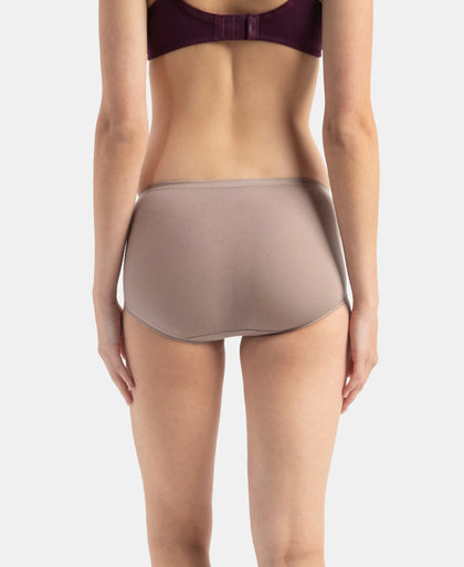 Full Coverage Tencel Lyocell Elastane Stretch Mid Waist Full Brief With Concealed Waistband and StayFresh Treatment - Mushroom