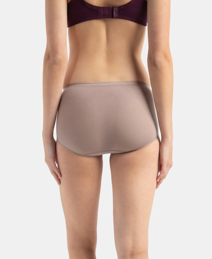 Full Coverage Tencel Lyocell Elastane Stretch Mid Waist Full Brief With Concealed Waistband and StayFresh Treatment - Mushroom