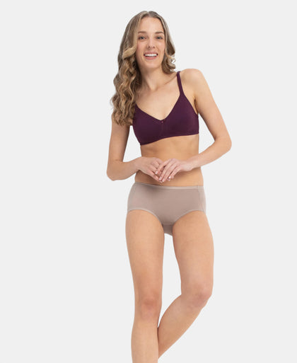 Full Coverage Tencel Lyocell Elastane Stretch Mid Waist Full Brief With Concealed Waistband and StayFresh Treatment - Mushroom