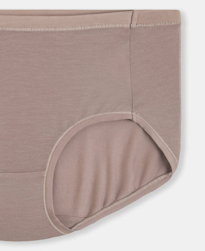 Full Coverage Tencel Lyocell Elastane Stretch Mid Waist Full Brief With Concealed Waistband and StayFresh Treatment - Mushroom