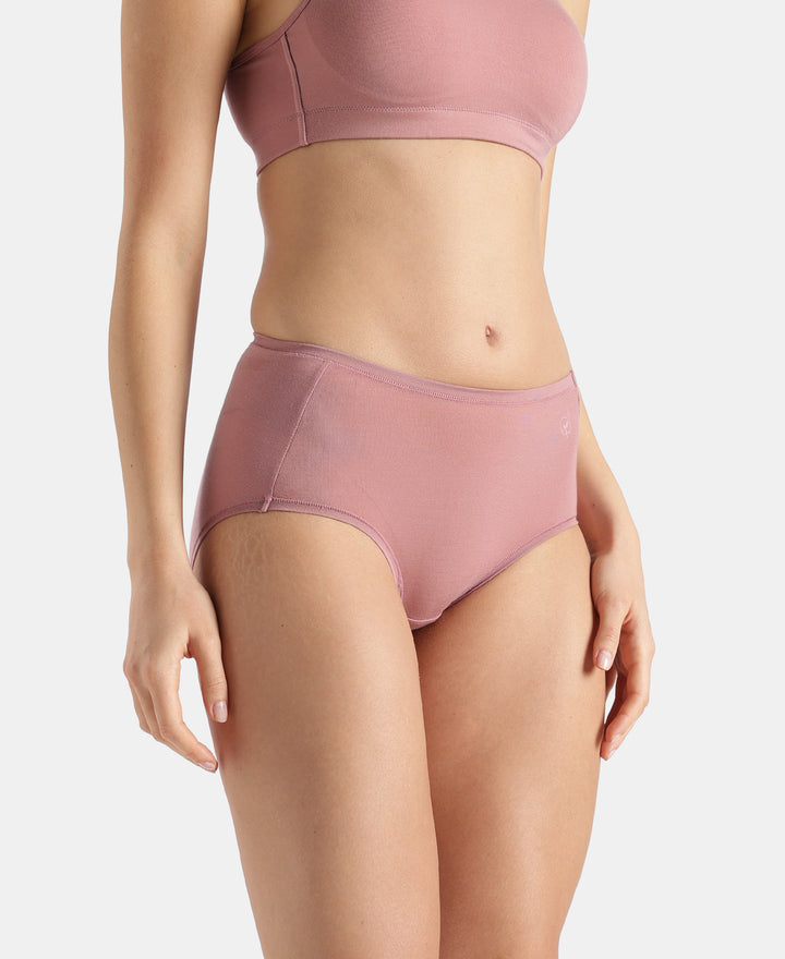 Full Coverage Tencel Lyocell Elastane Stretch Mid Waist Full Brief With Concealed Waistband and StayFresh Treatment - Nostalgia Rose