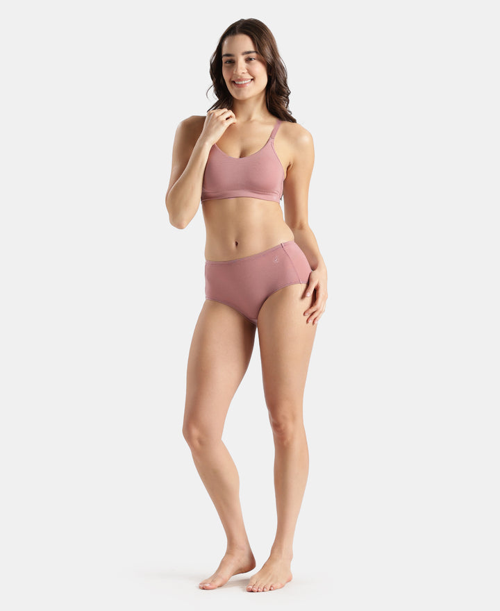 Full Coverage Tencel Lyocell Elastane Stretch Mid Waist Full Brief With Concealed Waistband and StayFresh Treatment - Nostalgia Rose