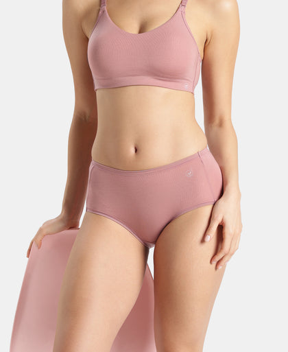 Full Coverage Tencel Lyocell Elastane Stretch Mid Waist Full Brief With Concealed Waistband and StayFresh Treatment - Nostalgia Rose