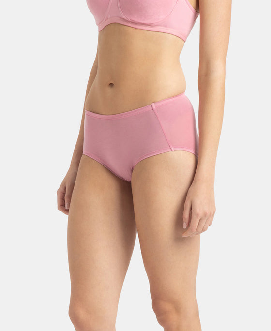 Full Coverage Tencel Lyocell Elastane Stretch Mid Waist Full Brief With Concealed Waistband and StayFresh Treatment - Orchid Smoke