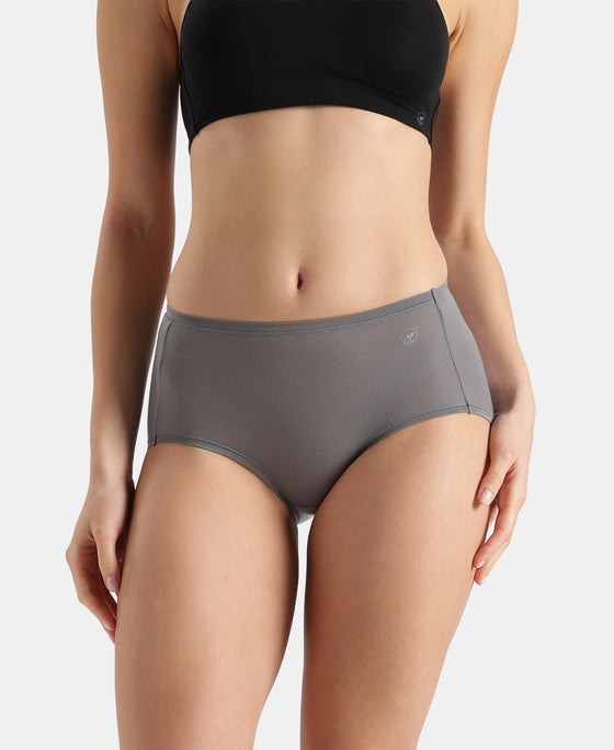 Full Coverage Tencel Lyocell Elastane Stretch Mid Waist Full Brief With Concealed Waistband and StayFresh Treatment - Quiet Shade