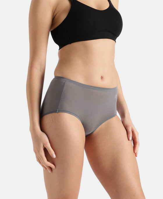 Full Coverage Tencel Lyocell Elastane Stretch Mid Waist Full Brief With Concealed Waistband and StayFresh Treatment - Quiet Shade