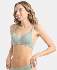 Wirefree Padded Tencel Lyocell Elastane Stretch Full Coverage Multiway T-Shirt Bra with Adjustable Straps - Iceberg Green