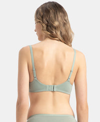 Wirefree Padded Tencel Lyocell Elastane Stretch Full Coverage Multiway T-Shirt Bra with Adjustable Straps - Iceberg Green