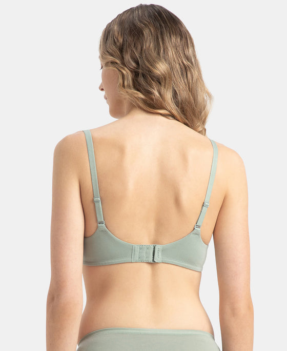 Wirefree Padded Tencel Lyocell Elastane Stretch Full Coverage Multiway T-Shirt Bra with Adjustable Straps - Iceberg Green