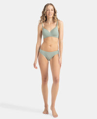 Wirefree Padded Tencel Lyocell Elastane Stretch Full Coverage Multiway T-Shirt Bra with Adjustable Straps - Iceberg Green