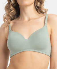 Wirefree Padded Tencel Lyocell Elastane Stretch Full Coverage Multiway T-Shirt Bra with Adjustable Straps - Iceberg Green