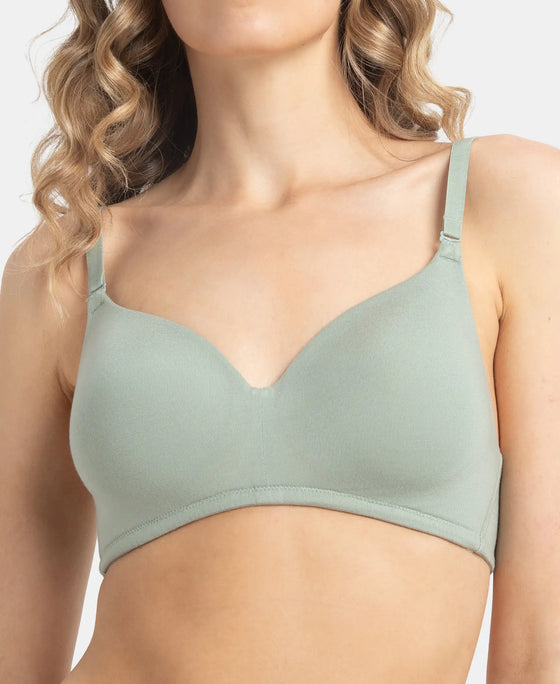 Wirefree Padded Tencel Lyocell Elastane Stretch Full Coverage Multiway T-Shirt Bra with Adjustable Straps - Iceberg Green