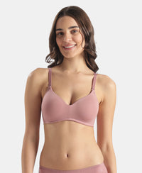 Wirefree Padded Tencel Lyocell Elastane Stretch Full Coverage Multiway TShirt Bra with Adjustable Straps - Nostalgia Rose