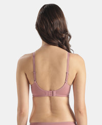Wirefree Padded Tencel Lyocell Elastane Stretch Full Coverage Multiway TShirt Bra with Adjustable Straps - Nostalgia Rose