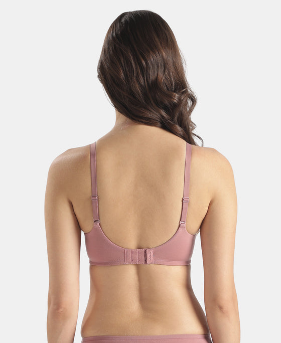 Wirefree Padded Tencel Lyocell Elastane Stretch Full Coverage Multiway TShirt Bra with Adjustable Straps - Nostalgia Rose