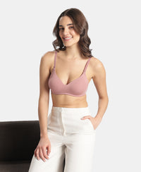 Wirefree Padded Tencel Lyocell Elastane Stretch Full Coverage Multiway TShirt Bra with Adjustable Straps - Nostalgia Rose