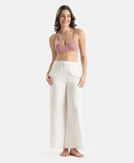 Wirefree Padded Tencel Lyocell Elastane Stretch Full Coverage Multiway TShirt Bra with Adjustable Straps - Nostalgia Rose