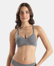 Wirefree Padded Tencel Lyocell Elastane Stretch Full Coverage Multiway TShirt Bra with Adjustable Straps - Quiet Shade