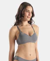 Wirefree Padded Tencel Lyocell Elastane Stretch Full Coverage Multiway TShirt Bra with Adjustable Straps - Quiet Shade