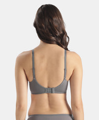 Wirefree Padded Tencel Lyocell Elastane Stretch Full Coverage Multiway TShirt Bra with Adjustable Straps - Quiet Shade