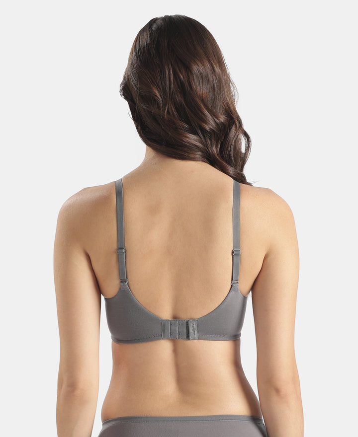 Wirefree Padded Tencel Lyocell Elastane Stretch Full Coverage Multiway TShirt Bra with Adjustable Straps - Quiet Shade