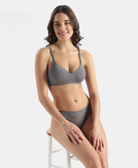 Wirefree Padded Tencel Lyocell Elastane Stretch Full Coverage Multiway TShirt Bra with Adjustable Straps - Quiet Shade