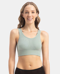 Wirefree Padded Tencel Lyocell Elastane Stretch Full Coverage Lounge Bra with Stay Fresh Properties and Removable Pads - Iceberg Green
