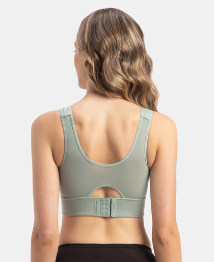 Wirefree Padded Tencel Lyocell Elastane Stretch Full Coverage Lounge Bra with Stay Fresh Properties and Removable Pads - Iceberg Green