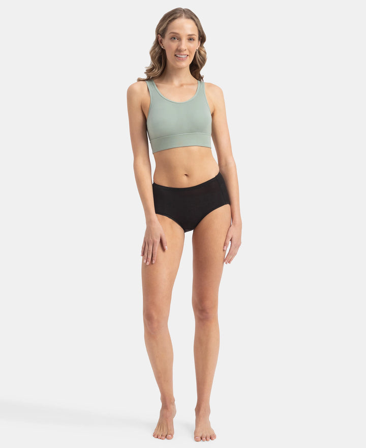 Wirefree Padded Tencel Lyocell Elastane Stretch Full Coverage Lounge Bra with Stay Fresh Properties and Removable Pads - Iceberg Green