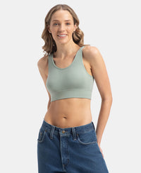 Wirefree Padded Tencel Lyocell Elastane Stretch Full Coverage Lounge Bra with Stay Fresh Properties and Removable Pads - Iceberg Green