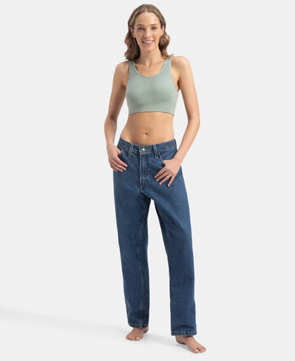 Wirefree Padded Tencel Lyocell Elastane Stretch Full Coverage Lounge Bra with Stay Fresh Properties and Removable Pads - Iceberg Green