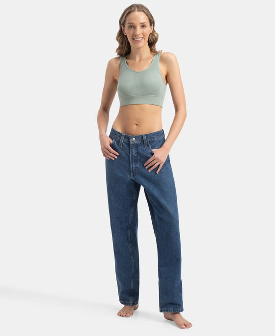 Wirefree Padded Tencel Lyocell Elastane Stretch Full Coverage Lounge Bra with Stay Fresh Properties and Removable Pads - Iceberg Green