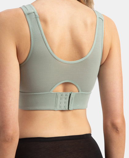 Wirefree Padded Tencel Lyocell Elastane Stretch Full Coverage Lounge Bra with Stay Fresh Properties and Removable Pads - Iceberg Green