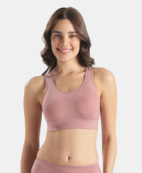 Wirefree Padded Tencel Lyocell Elastane Stretch Full Coverage Lounge Bra with Stay Fresh Properties and Removable Pads - Nostalgia Rose