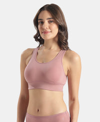 Wirefree Padded Tencel Lyocell Elastane Stretch Full Coverage Lounge Bra with Stay Fresh Properties and Removable Pads - Nostalgia Rose