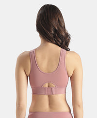 Wirefree Padded Tencel Lyocell Elastane Stretch Full Coverage Lounge Bra with Stay Fresh Properties and Removable Pads - Nostalgia Rose
