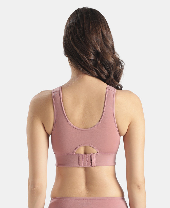 Wirefree Padded Tencel Lyocell Elastane Stretch Full Coverage Lounge Bra with Stay Fresh Properties and Removable Pads - Nostalgia Rose