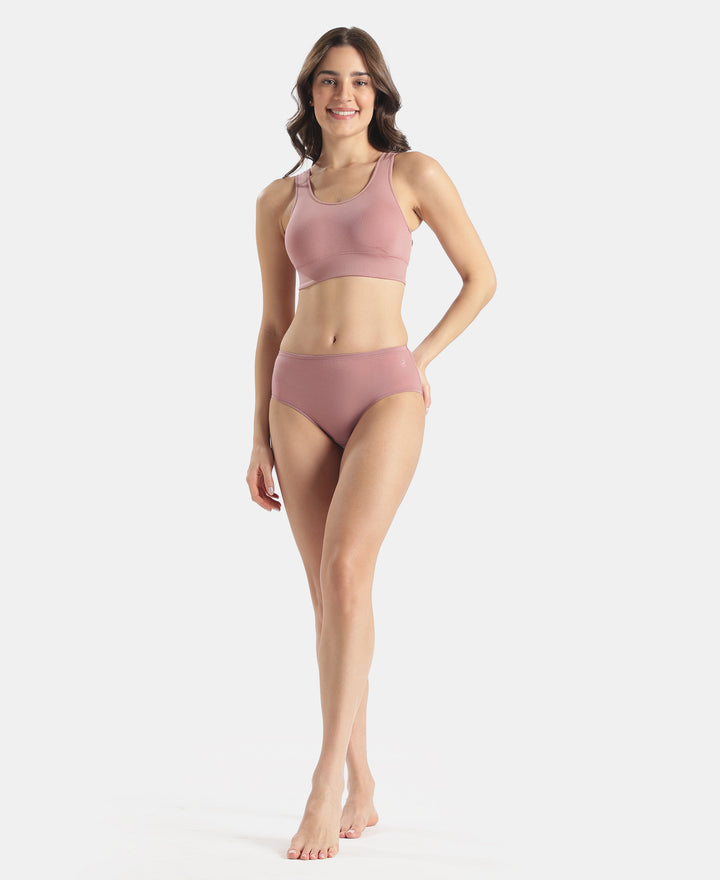 Wirefree Padded Tencel Lyocell Elastane Stretch Full Coverage Lounge Bra with Stay Fresh Properties and Removable Pads - Nostalgia Rose