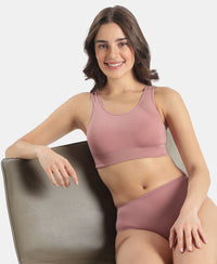 Wirefree Padded Tencel Lyocell Elastane Stretch Full Coverage Lounge Bra with Stay Fresh Properties and Removable Pads - Nostalgia Rose