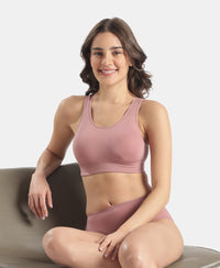 Wirefree Padded Tencel Lyocell Elastane Stretch Full Coverage Lounge Bra with Stay Fresh Properties and Removable Pads - Nostalgia Rose