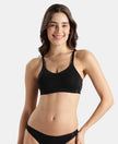 Wirefree Non Padded Tencel Lyocell Elastane Stretch Full Coverage Everyday Bra with Plush Lining Cups - Black