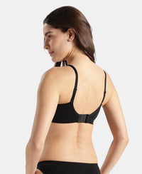 Wirefree Non Padded Tencel Lyocell Elastane Stretch Full Coverage Everyday Bra with Plush Lining Cups - Black